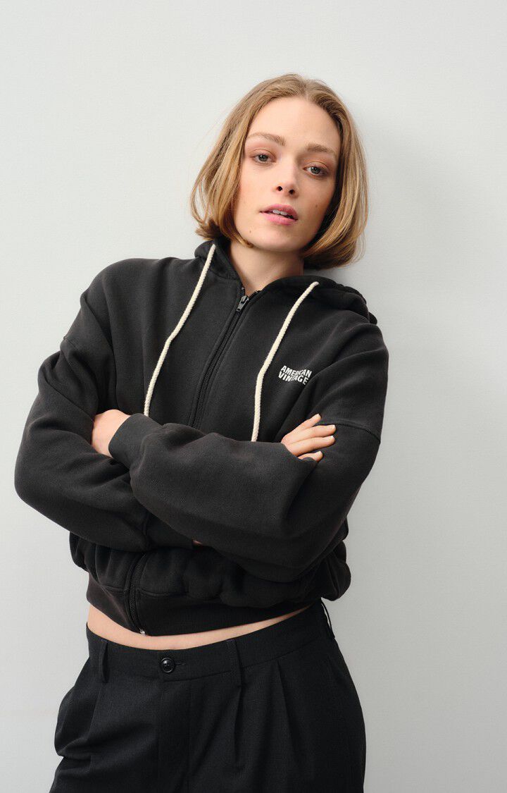 american vintage Sweat femme Izubird - REGLISSE VINTAGE 48 Manches longues Noir - E25