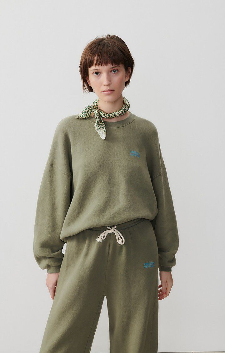 american vintage Sweat femme Izubird - SAUGE VINTAGE 51 Manches longues Vert - E24