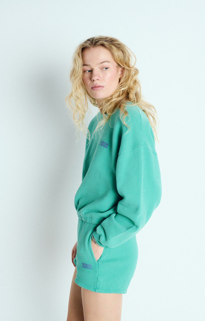 American Vintage Sweat Femme Izubird - VERT ACQUA VINTAGE 51 Manches Longues Vert - E25