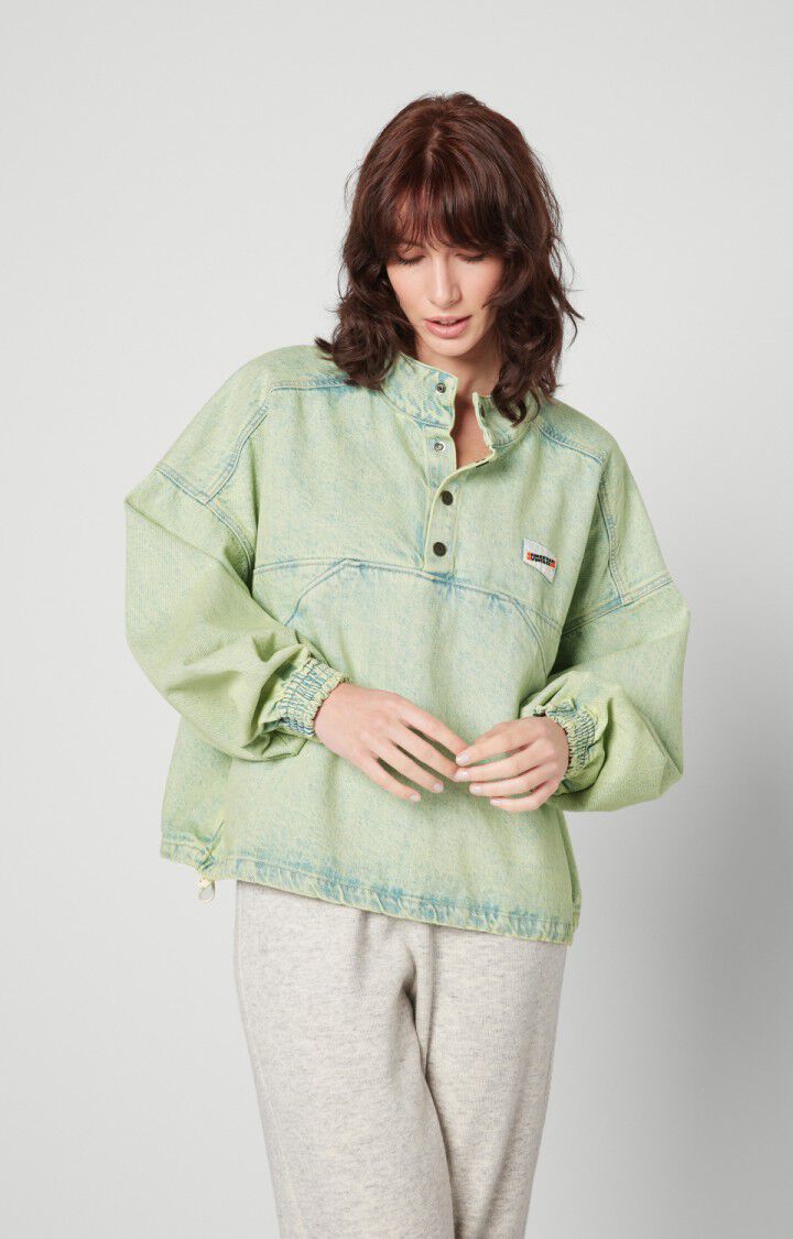 american vintage Sweat femme Joybird - SUR TEINTURE VERT Vert - H22