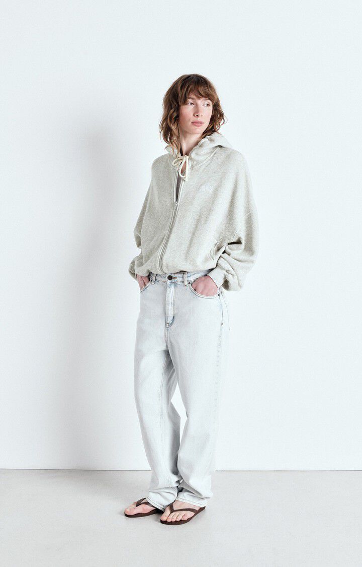 American Vintage Sweat Femme Kodytown - POLAIRE CHINE 48 Manches Longues Gris - E25