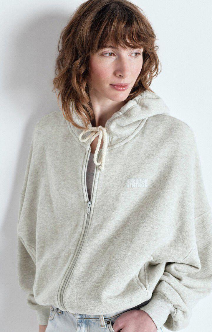 american vintage Sweat femme Kodytown - POLAIRE CHINE 48 Manches longues Gris - E25