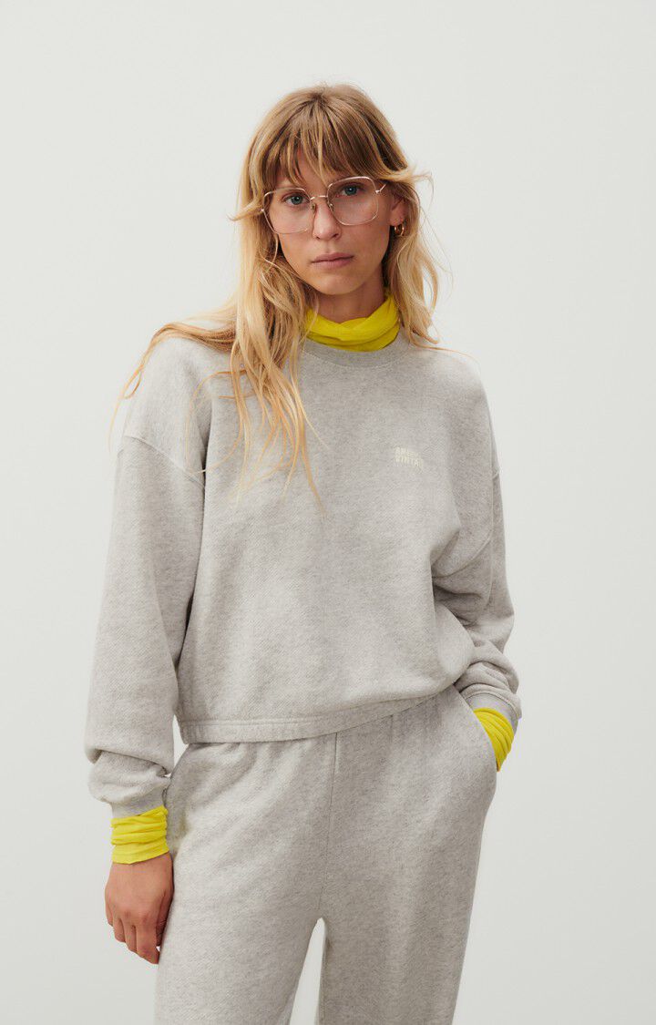american vintage Sweat femme Kodytown - POLAIRE CHINE 51 Manches longues Gris - E25