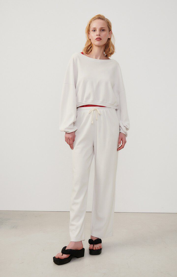 American Vintage Sweat Femme Lebow - COLOMBE 49 Manches Longues Blanc - E24