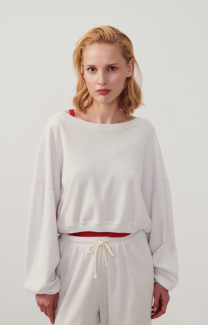 american vintage Sweat femme Lebow - COLOMBE 49 Manches longues Blanc - E24