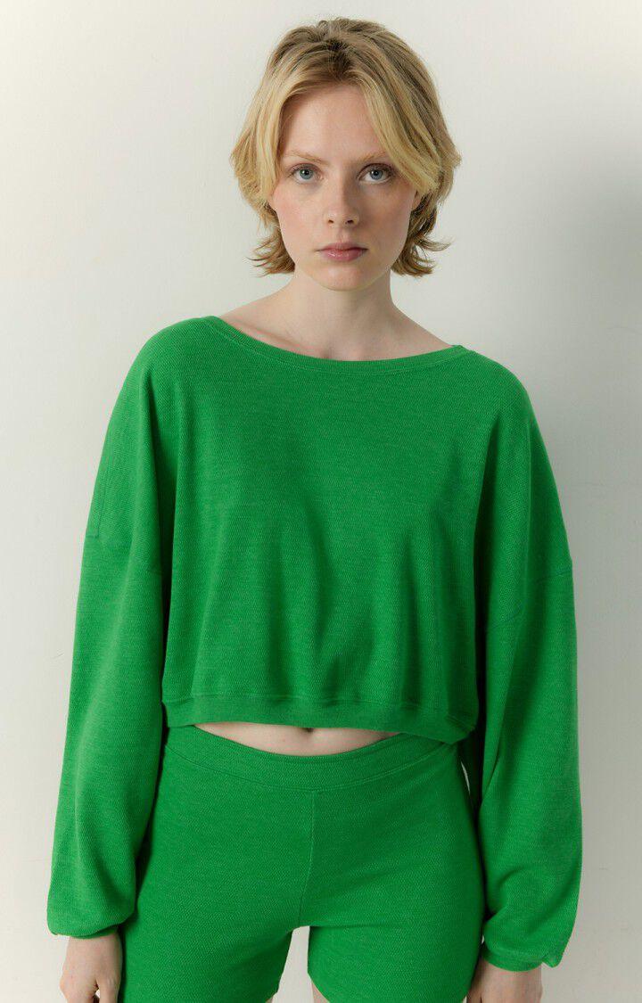 american vintage Sweat femme Lebow - PATURAGE Manches longues Vert - E23B