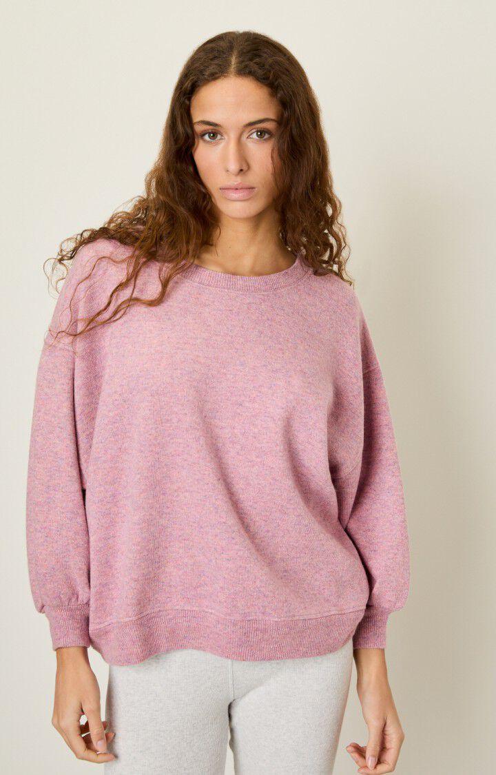 american vintage Sweat femme Lyabil - ROSE MULTI CHINE Rose - H22B