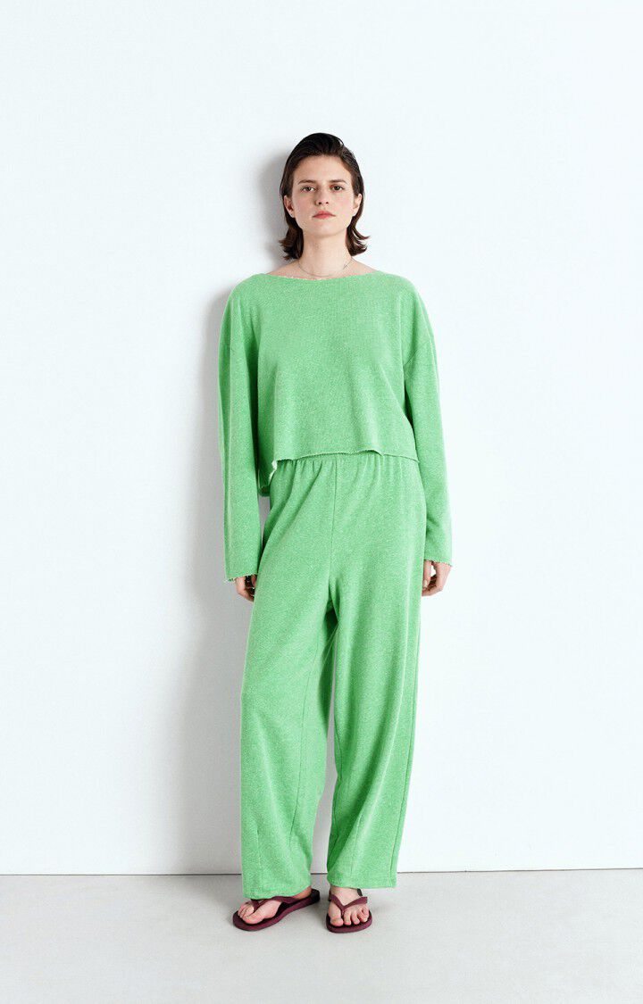 American Vintage Sweat Femme Ofybow - CRESSON CHINE 52 Manches Longues Vert - E25