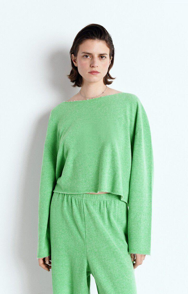 american vintage Sweat femme Ofybow - CRESSON CHINE 52 Manches longues Vert - E25