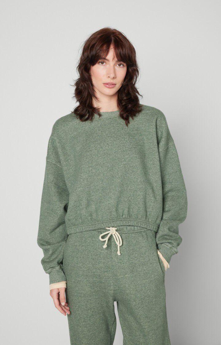 american vintage Sweat femme Pieburg - ARBUSTE CHINE 53 Manches longues Vert - H22