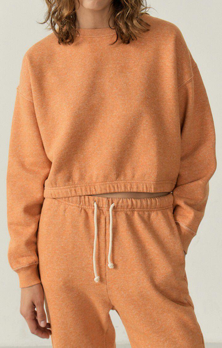 american vintage Sweat femme Pieburg - ORIENT CHINE 53 Manches longues Orange - E23