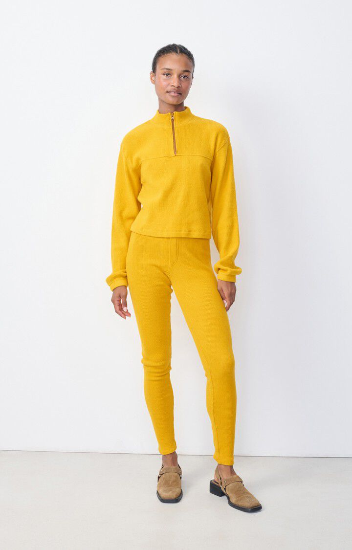 American Vintage Sweat Femme Pyboo - MOUTARDE 57 Manches Longues Jaune - H23