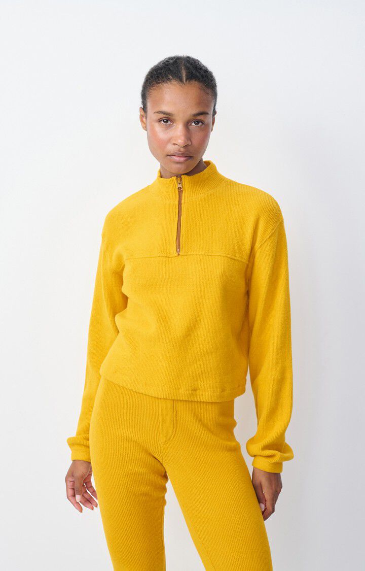 american vintage Sweat femme Pyboo - MOUTARDE 57 Manches longues Jaune - H23