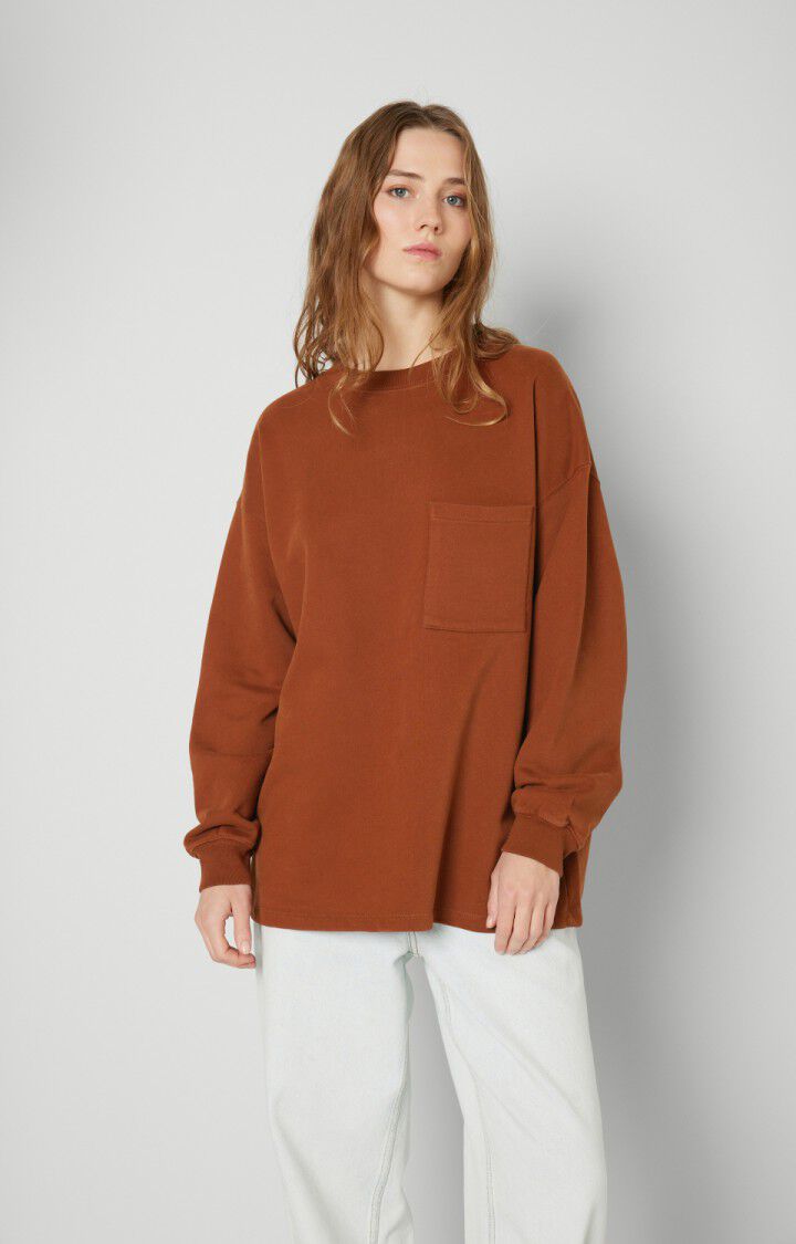 american vintage Sweat femme Radglow - AUBURN VINTAGE Manches longues Marron - H21