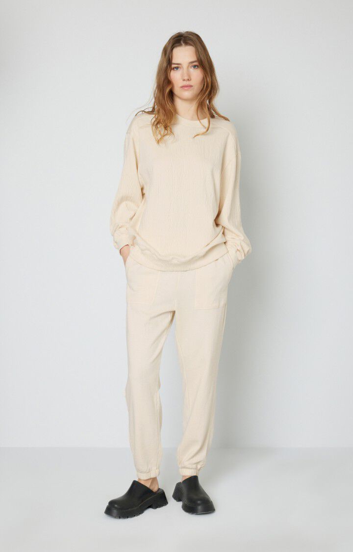 American Vintage Sweat Femme Telabird - ECRU Manches Longues Beige - E22