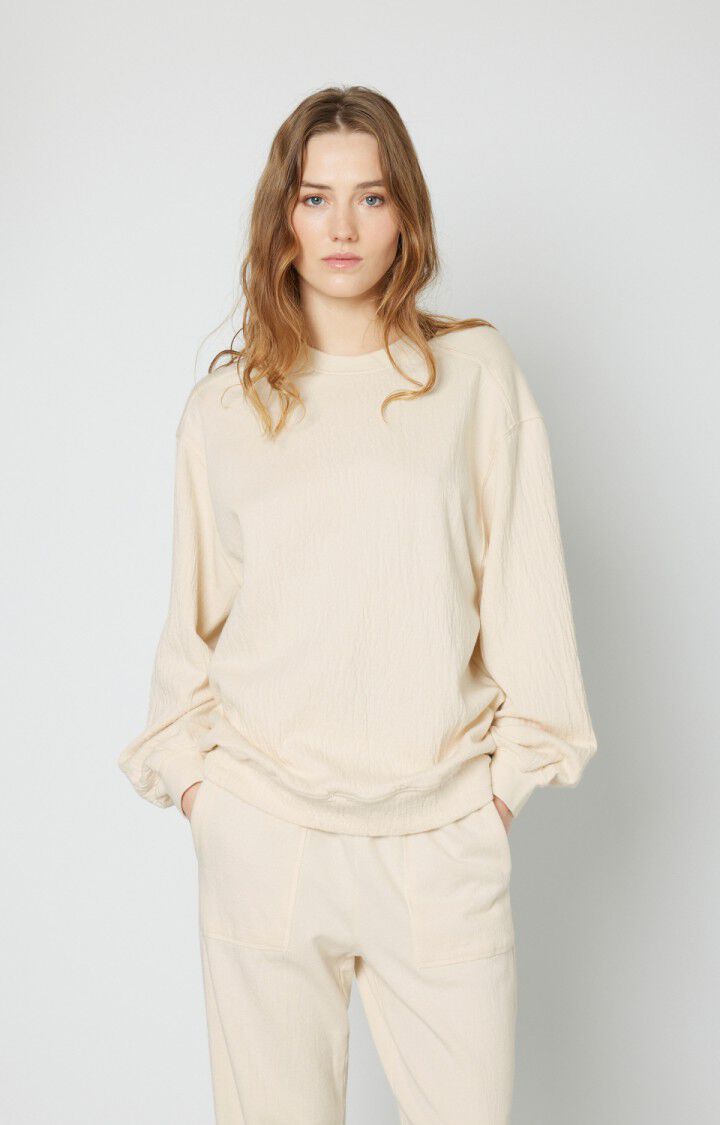 american vintage Sweat femme Telabird - ECRU Manches longues Beige - E22