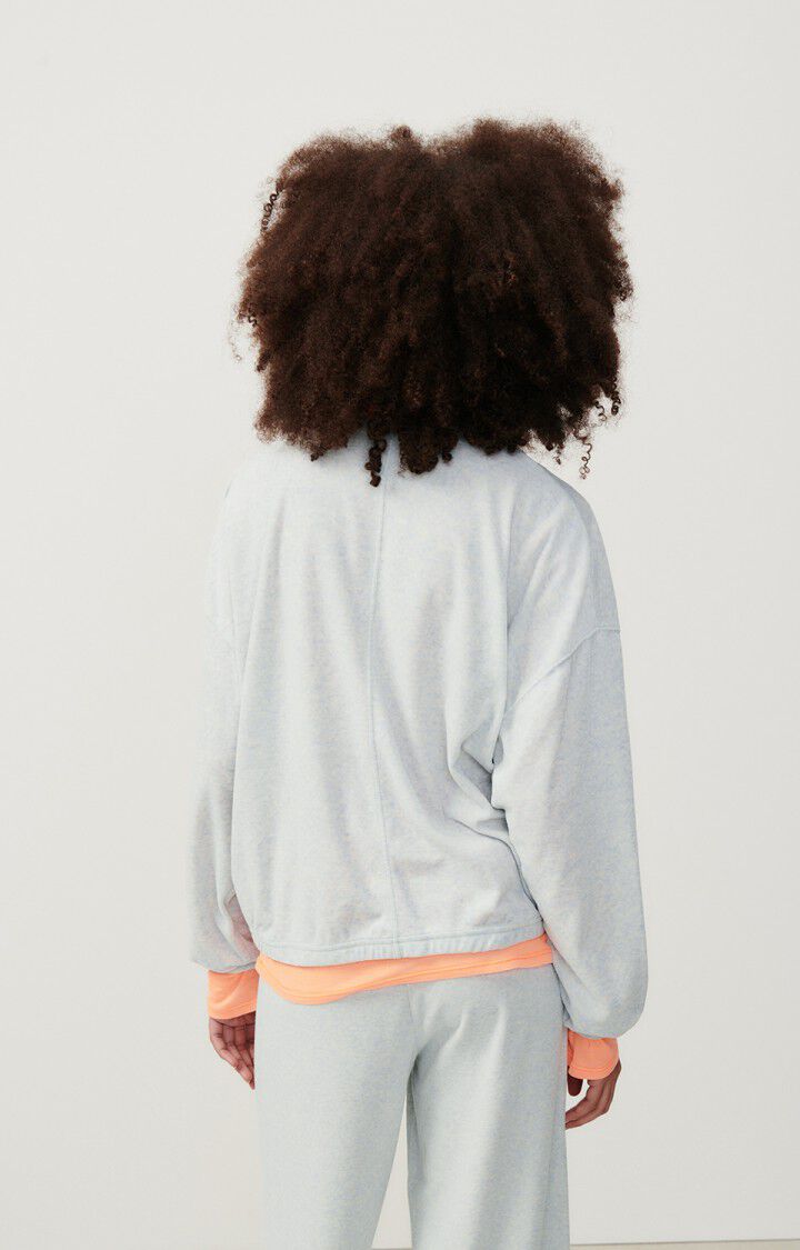 American Vintage Sweat Femme Ukoz - BABY BLUE CHINE 48 Manches Longues Bleu - H23