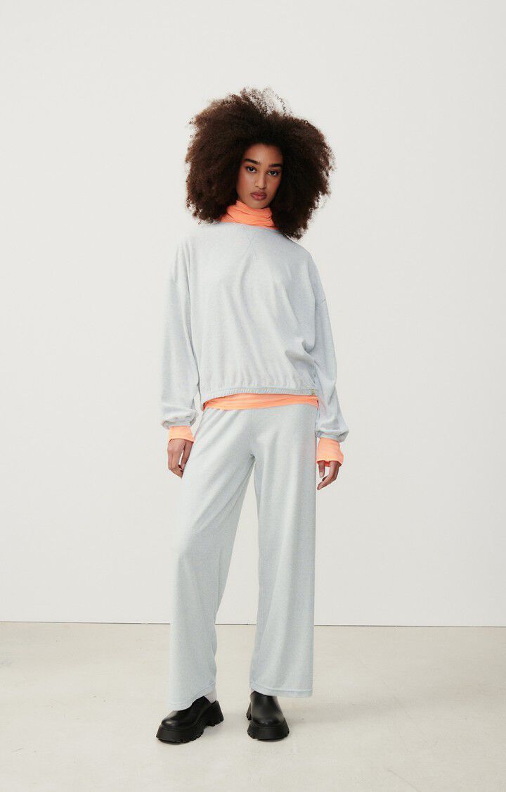 American Vintage Sweat Femme Ukoz - BABY BLUE CHINE 48 Manches Longues Bleu - H23