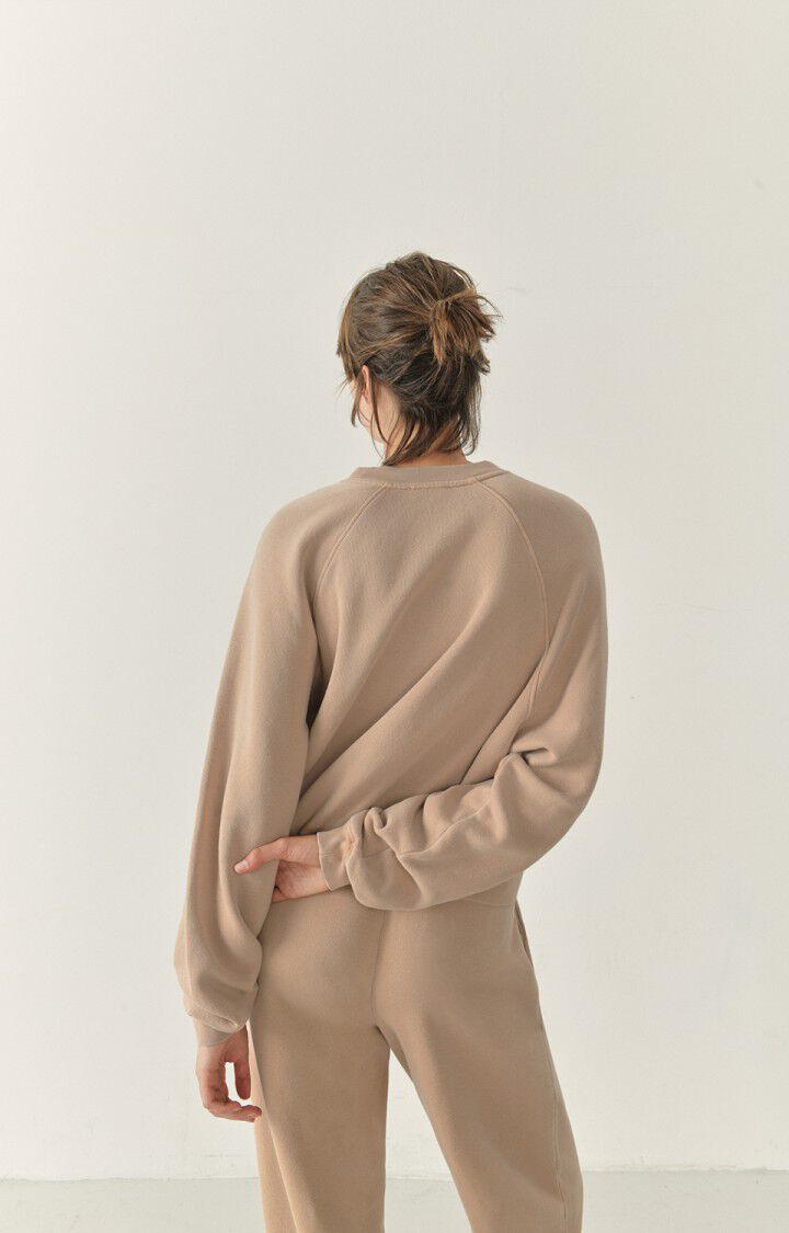 American Vintage Sweat Femme Uticity - ICED COFFEE VINTAGE 73 Manches Raglan Beige - H22