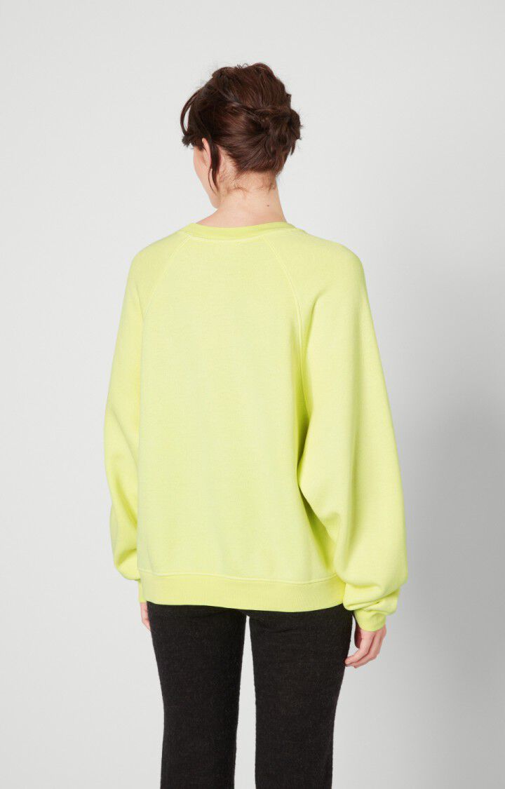 American Vintage Sweat Femme Uticity - LIME VINTAGE 73 Manches Raglan Jaune - H22