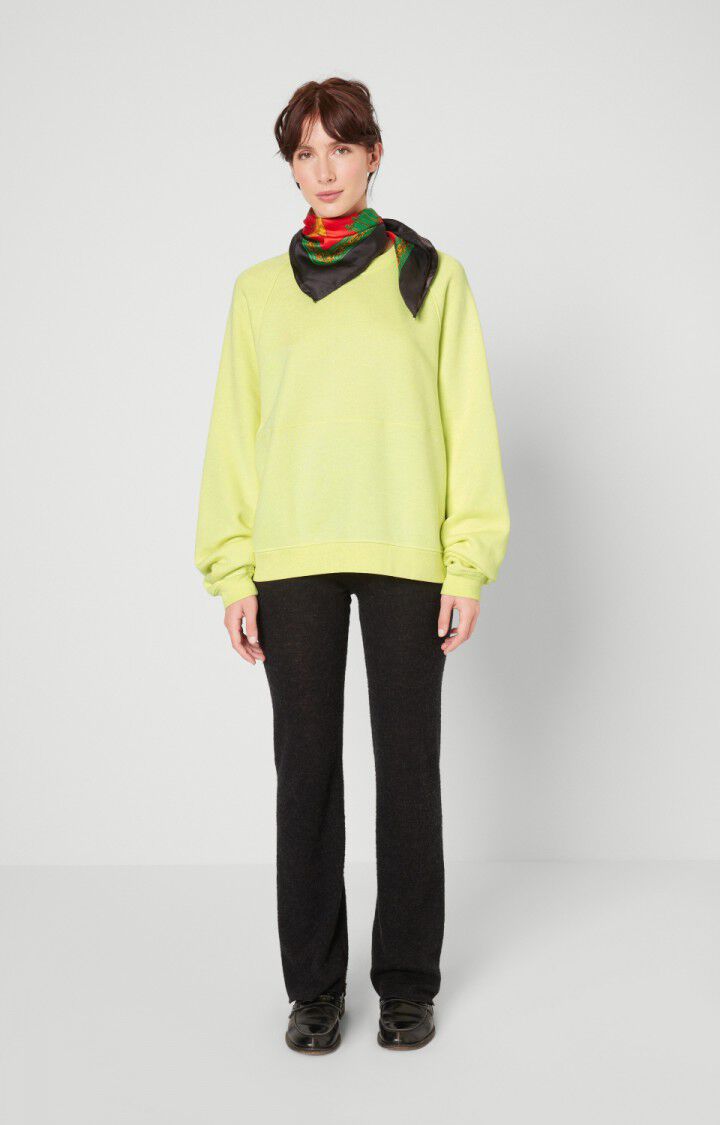 American Vintage Sweat Femme Uticity - LIME VINTAGE 73 Manches Raglan Jaune - H22