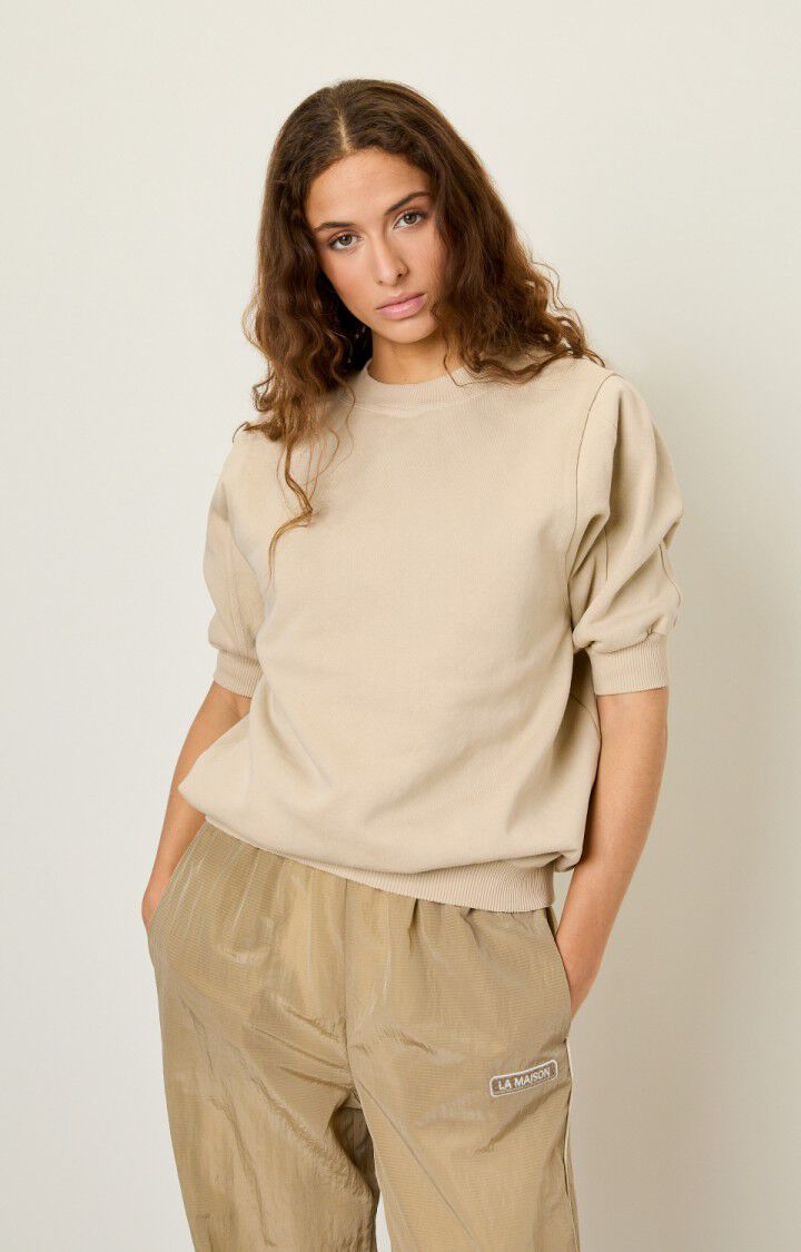 american vintage Sweat femme Wititi - LATTE VINTAGE Manches courtes Beige - E21