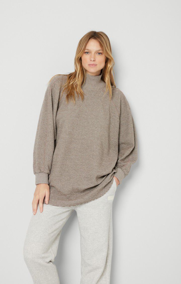 american vintage Sweat femme Yatcastle - MARRON CHINE Manches longues Marron - H21