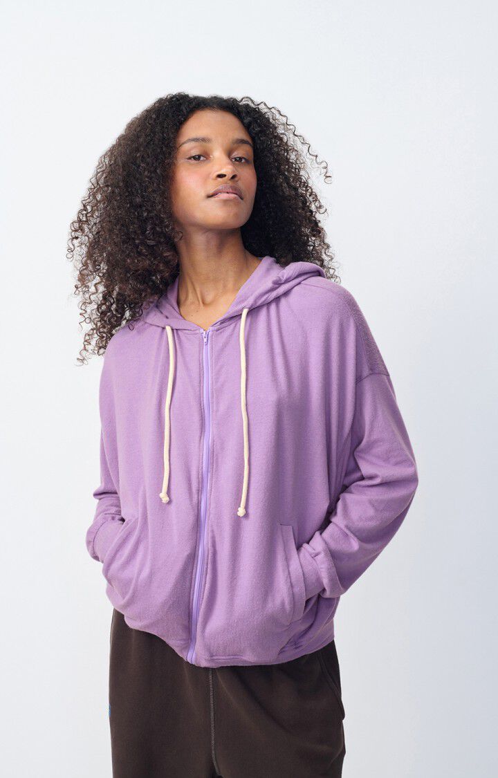 american vintage Sweat femme Ypawood - AMETHYSTE CHINE 49 Manches longues Violet - H24