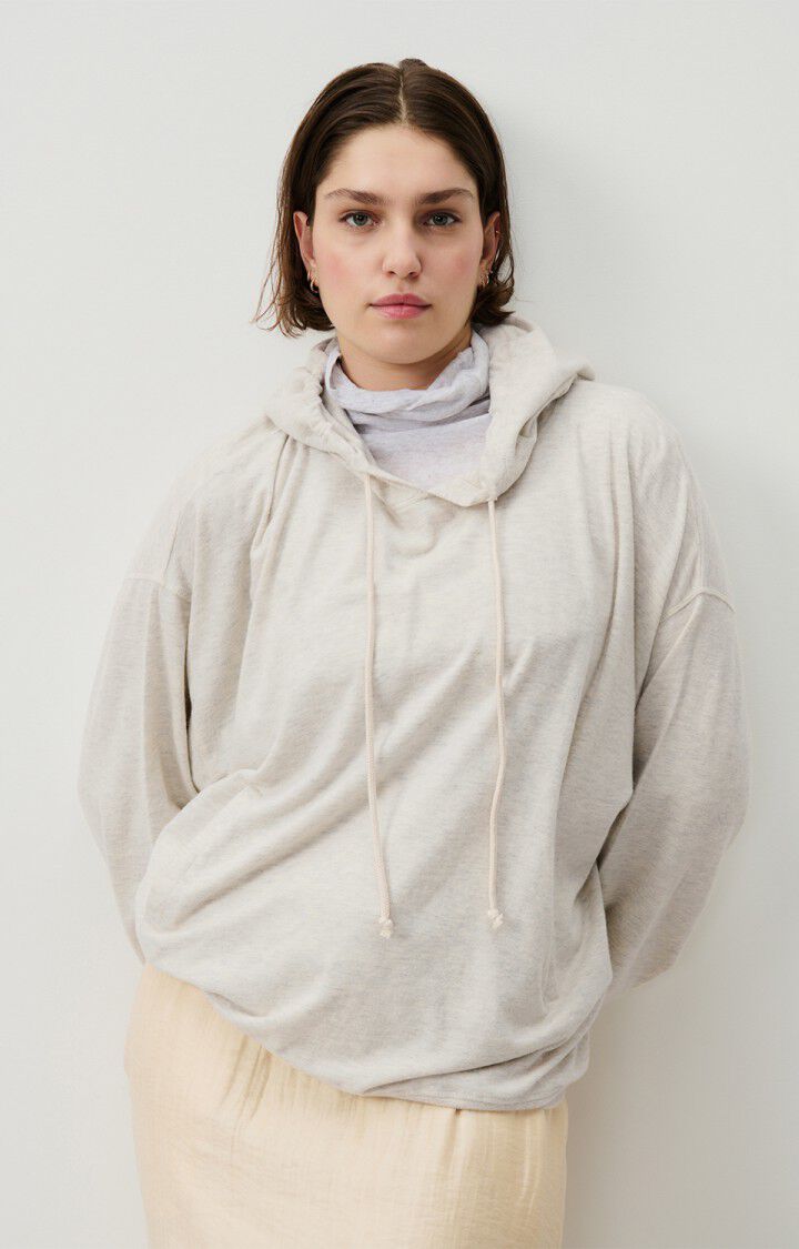 american vintage Sweat femme Ypawood - GRIS CHINE 46 Manches longues Gris - E25