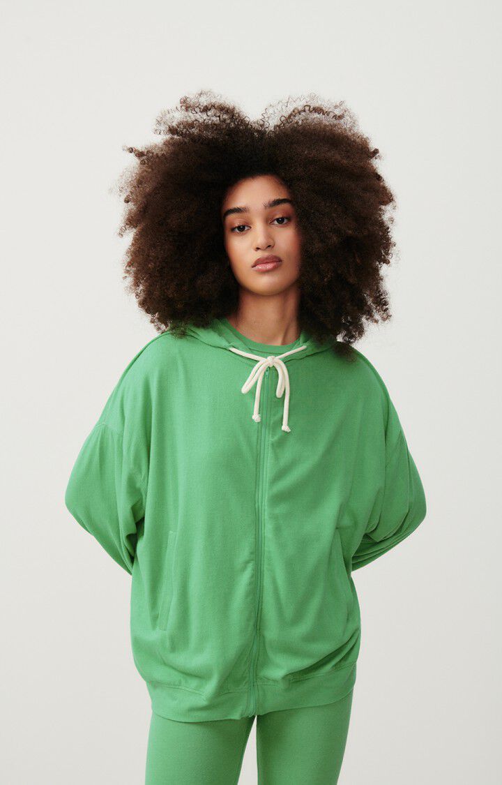 american vintage Sweat femme Ypawood - PRE CHINE 49 Manches longues Vert - E24