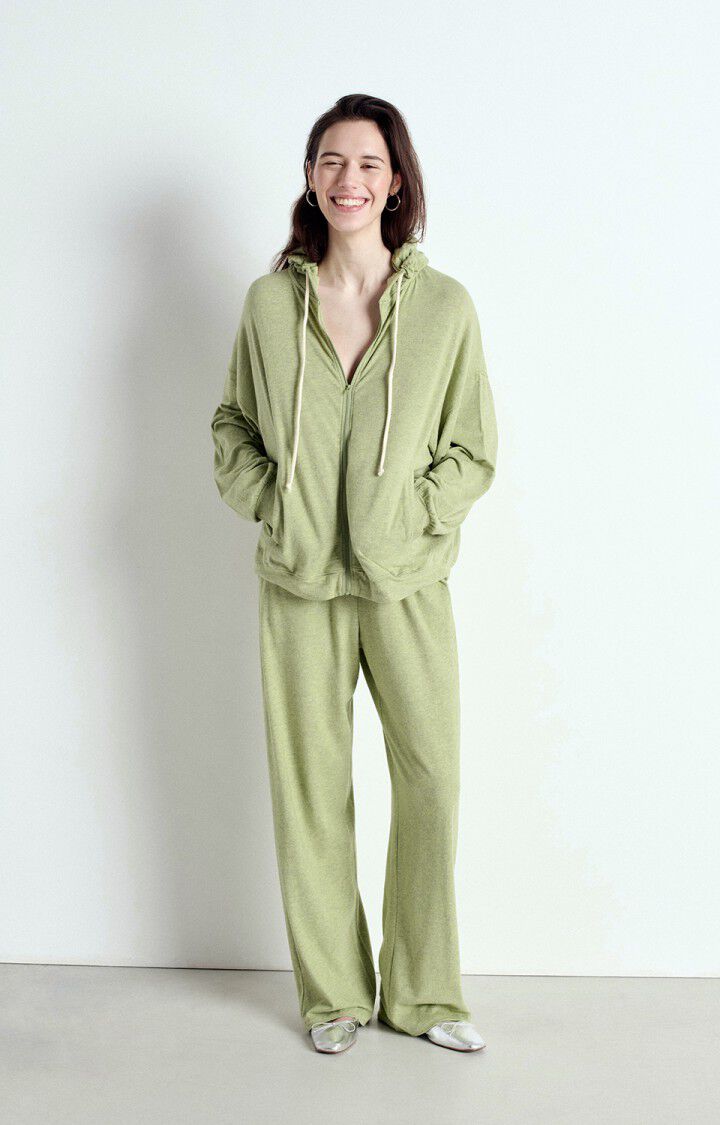 American Vintage Sweat Femme Ypawood - PRINTANIER CHINE 49 Manches Longues Vert - E25