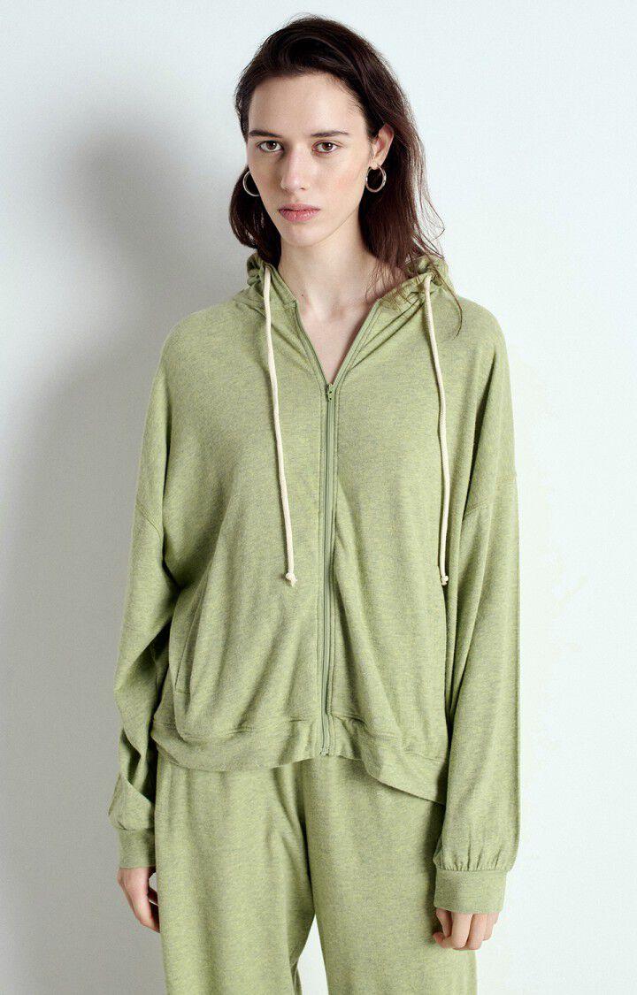 american vintage Sweat femme Ypawood - PRINTANIER CHINE 49 Manches longues Vert - E25