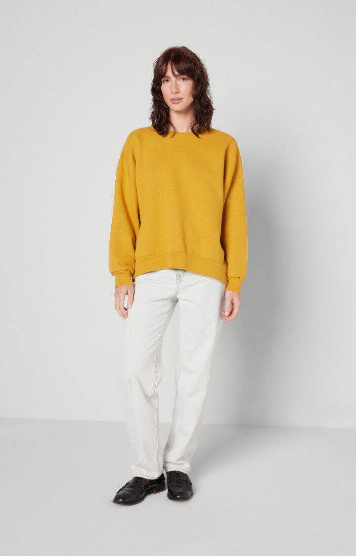 American Vintage Sweat Femme Zutabay - MOUTARDE Manches Longues Jaune - E22