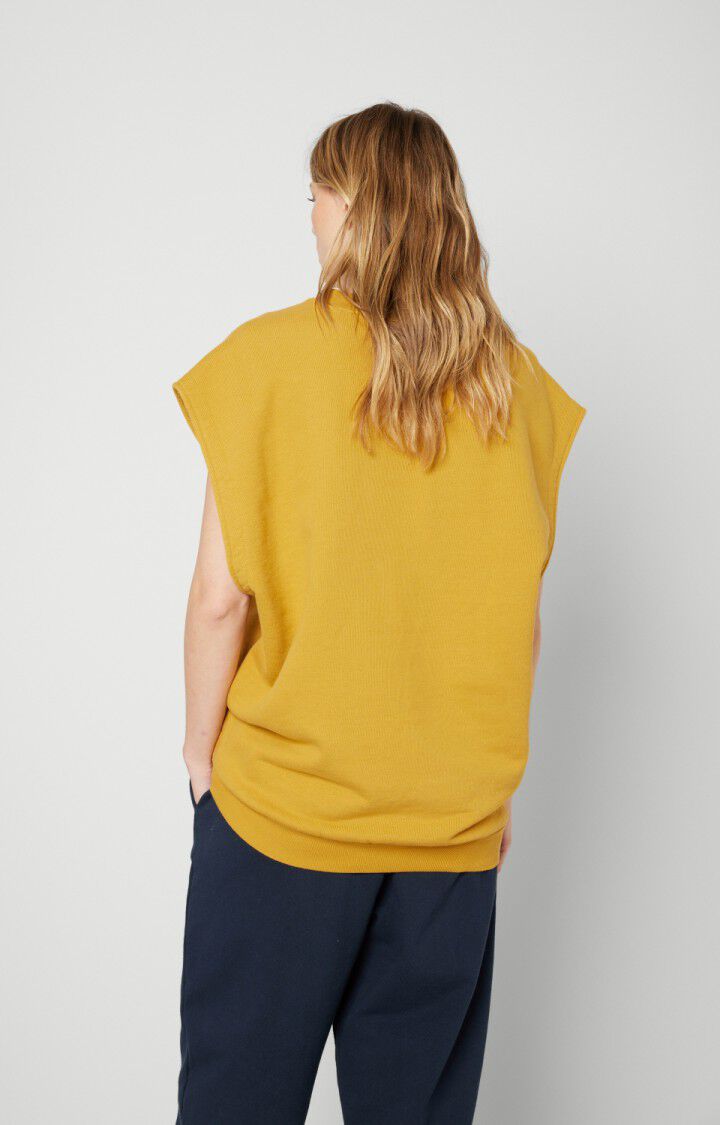 American Vintage Sweat Femme Zutabay - MOUTARDE Sans Manches Jaune - E22