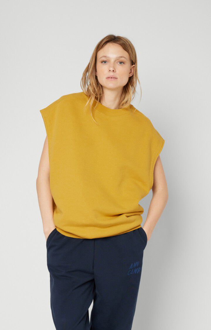 american vintage Sweat femme Zutabay - MOUTARDE Sans manches Jaune - E22