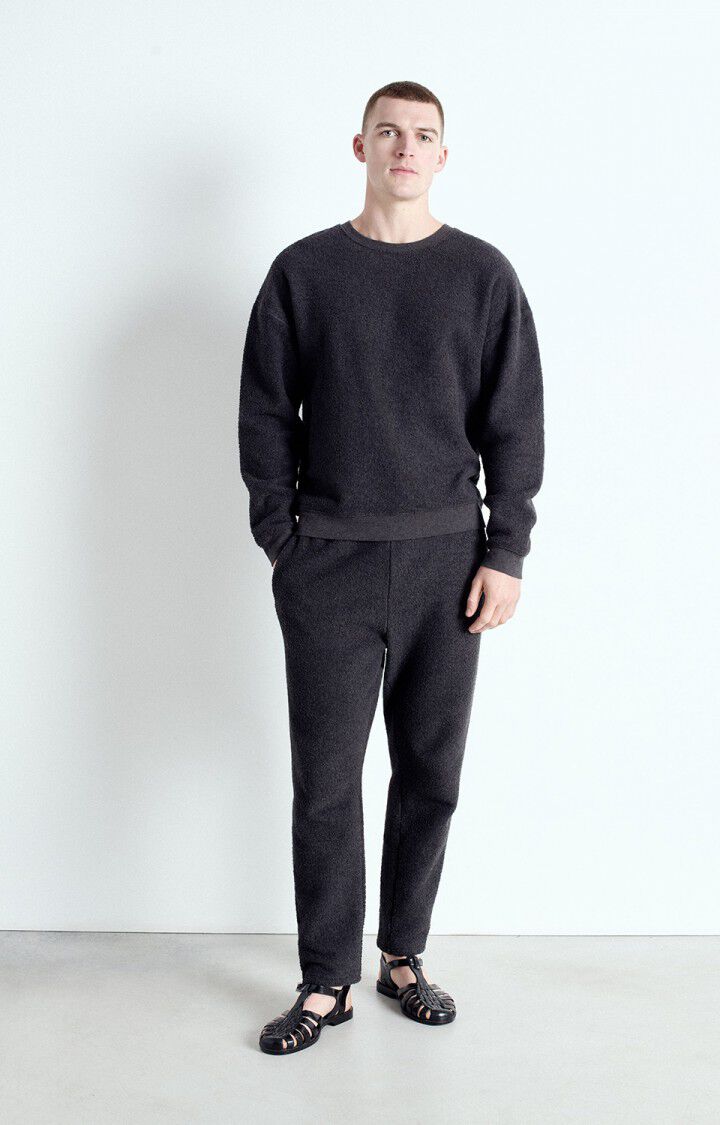 American Vintage Sweat Homme Bobypark - ANTHRACITE CHINE 58 Manches Longues Gris - E25