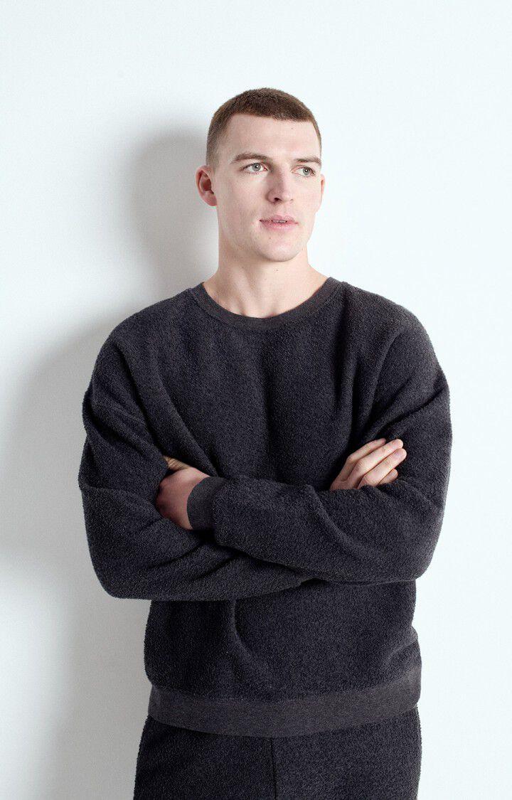 american vintage Sweat homme Bobypark - ANTHRACITE CHINE 58 Manches longues Gris - E25