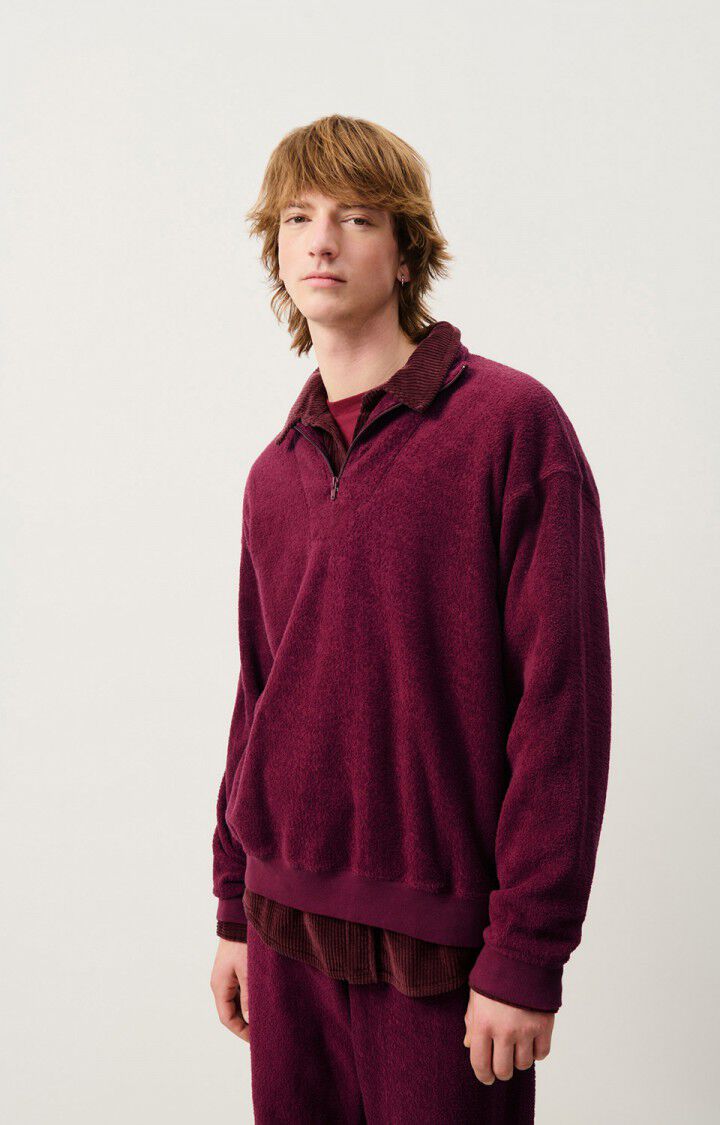 american vintage Sweat homme Bobypark - BORDEAUX 60 Manches longues Rouge - H24