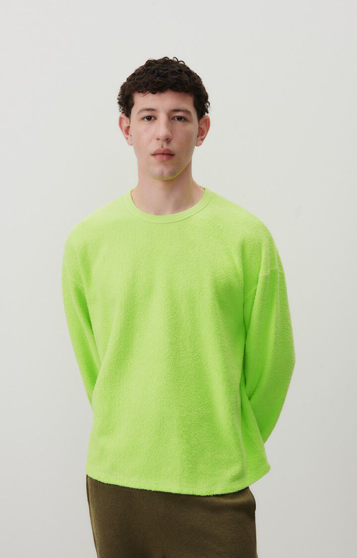 american vintage Sweat homme Bobypark - JAUNE FLUO 69 Manches longues Jaune - E24