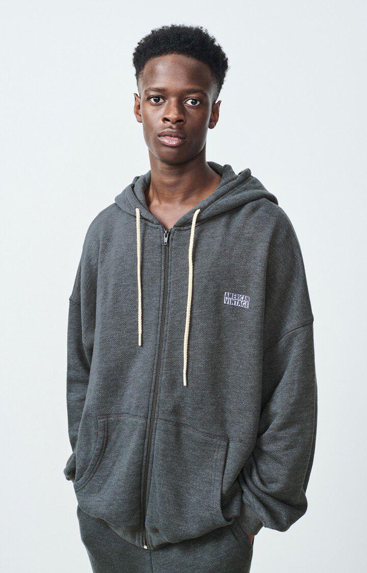 american vintage Sweat homme Doven - CARBONE SURTEINT 50 Manches longues Noir - E25