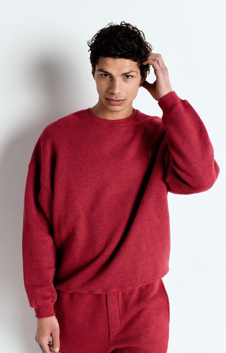american vintage Sweat homme Doven - GRENAT SURTEINT 53 Manches longues Rouge - E25