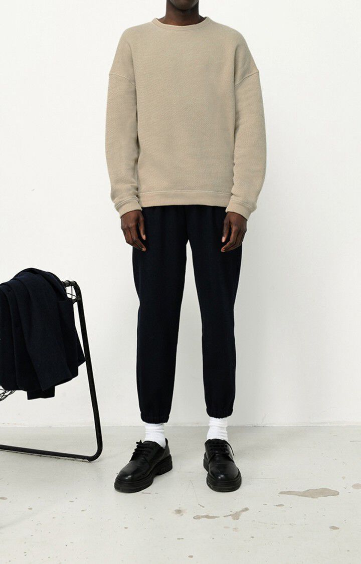 american vintage Sweat homme Edalove - BEIGE CHINE Beige - E22