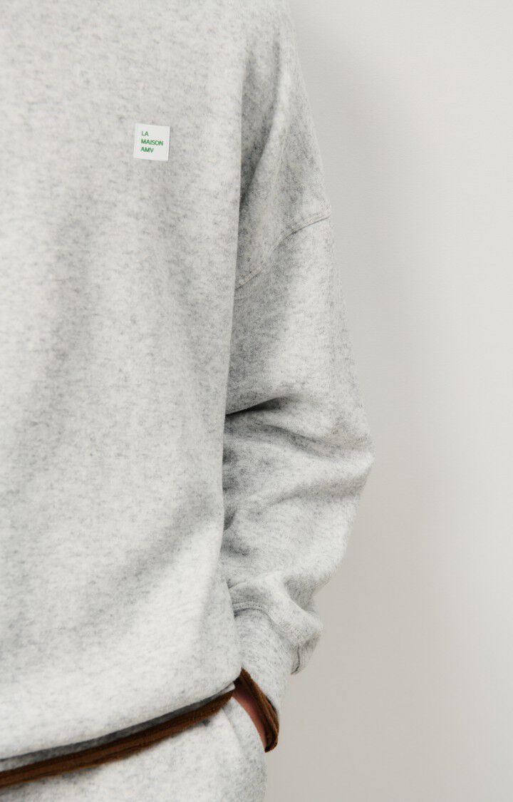 American Vintage Sweat Homme Evona - GRIS CLAIR CHINE 52 Manches Longues Gris - E25