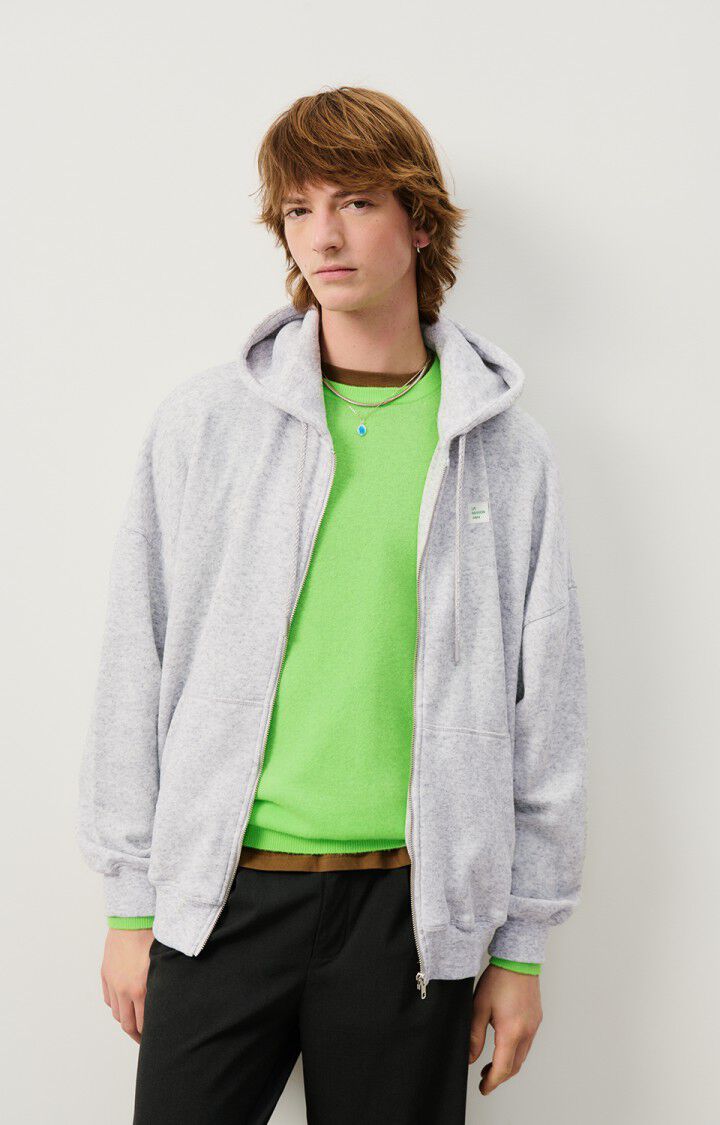 american vintage Sweat homme Evona - GRIS CLAIR CHINE 52 Manches longues Gris - E25