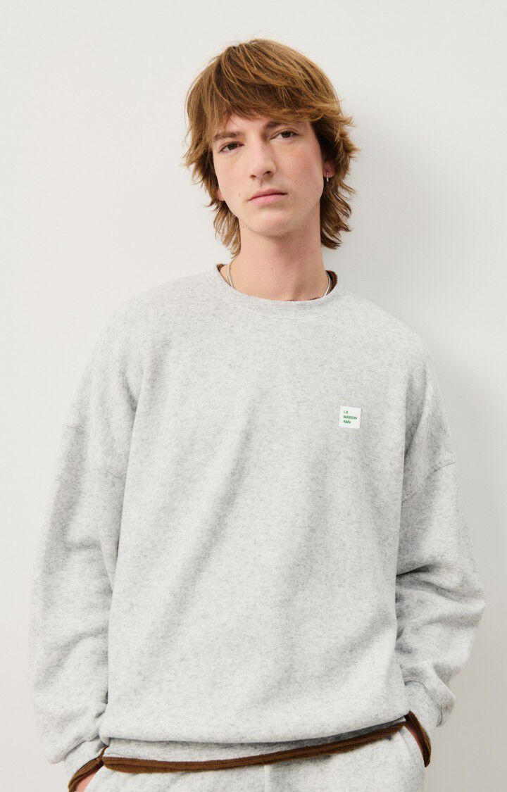 american vintage Sweat homme Evona - GRIS CLAIR CHINE 52 Manches longues Gris - E25