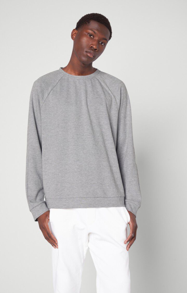 american vintage Sweat homme Feelgood - GRIS CHINE Manches longues Gris - H20