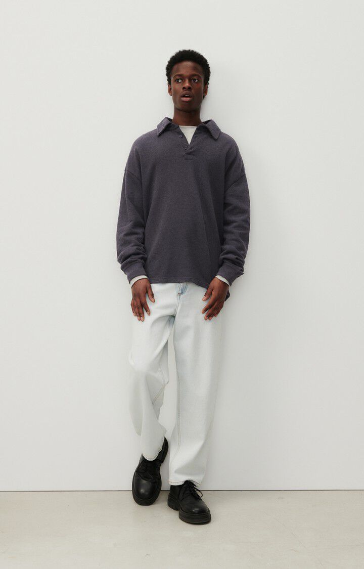 American Vintage Sweat Homme Hodatown - ANTHRACITE CHINE 59 Manches Longues Gris - E24