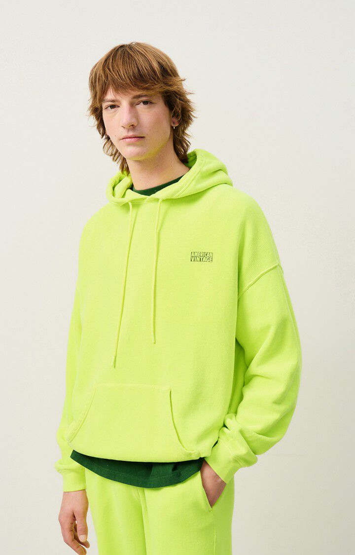 american vintage Sweat homme Izubird - CITRON FLUO 56 Manches longues Jaune - H24