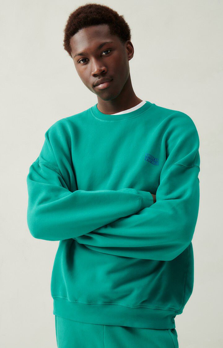 american vintage Sweat homme Izubird - DIABOLO MENTHE VINTAGE 52 Manches longues Vert - H23