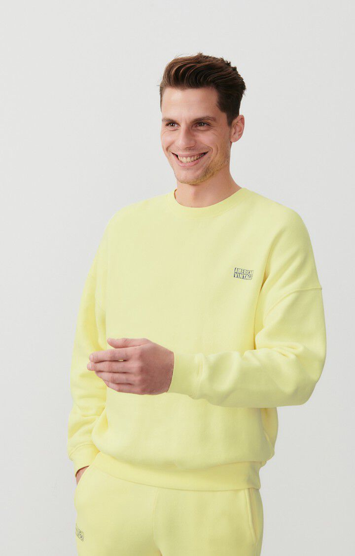 american vintage Sweat homme Izubird - LEMON CURD VINTAGE 52 Manches longues Jaune - E24